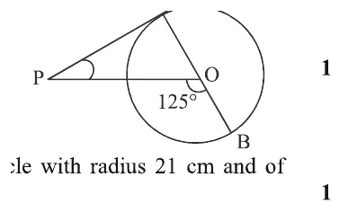 Circle with centre O; external point P; tangent line PA touching the circle at A, so OA ⊥ PA; AB is a diameter of the ci