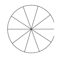 Figure shows a circle of diameter 35 cm with 5 diameters drawn through the centre, dividing the circle into 10 equal sec