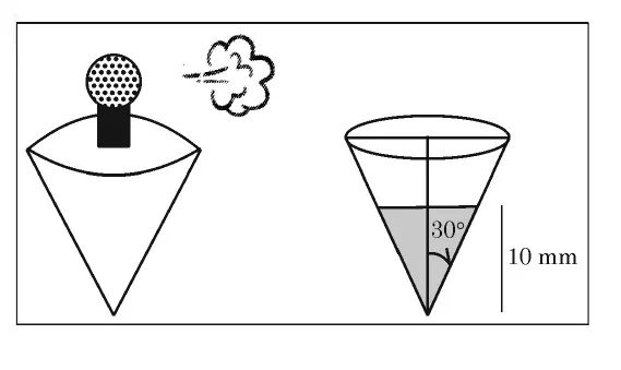 Inverted conical room-freshener bottle with semi-vertical angle 30 degrees and perfume level 10 mm