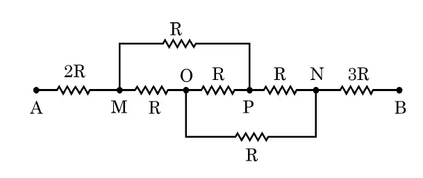 Resistor network connected between points A and B